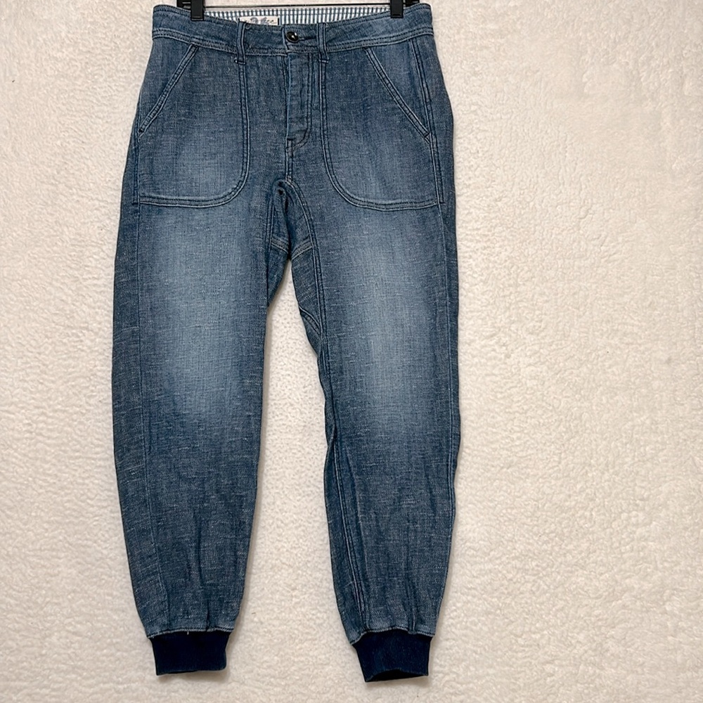 Free People We the Free Skye Relaxed Boyfriend Cotton Linen pants